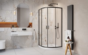 Душова кабіна Radaway Alienta Black A напівкругла 900х900х1900 прозоре скло 10229090-54-01