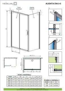 Бокова стінка Radaway Alienta Chrome S 900х1900 прозоре скло 10270090-01-01