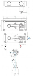 Смеситель для раковины на 2 отверстия настенный длина излива 200 мм Bruma 
Leaf 167 011 9CR Cromado схема