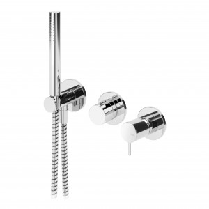 Смеситель скрытого монтажа на 3 отверстия с 2 выходами и ручным душем Bruma Leaf 167 311 6CR Cromado фото