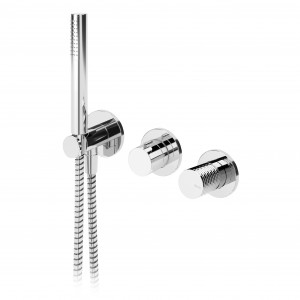 Смеситель скрытого монтажа на 3 отверстия с 2 выходами и ручным душем Bruma Leaf 167 311 2CR Cromado фото