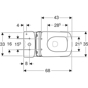Унитаз-компакт Geberit SELNOVA SQUARE 503.086.00.1 Rimfree сиденье Soft-close гориз. выпуск ниж. подвод схема