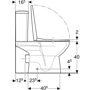 Унитаз-компакт Geberit SELNOVA SQUARE 503.086.00.1 Rimfree сиденье Soft-close гориз. выпуск ниж. подвод схема
