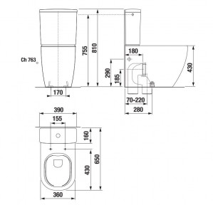 Унитаз-компакт Jika Mio N H826716H829713 пристенный безободковый схема