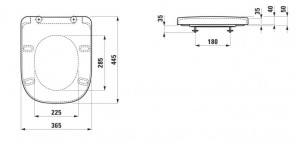 Унитаз подвесной Laufen Meda Rimless H8661100000001 воронкоподобный слив 54х36 см скрытый крепеж + крышка Soft-Close схема