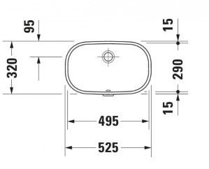 Раковина встраиваемая под столешницу Duravit 338490000 495*290 мм с переливом схема
