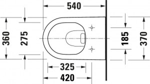Унитаз подвесной Duravit D-Code 29030900212/0028490021 Rimless в комплекте с крышкой Soft-close 54x36 см схема