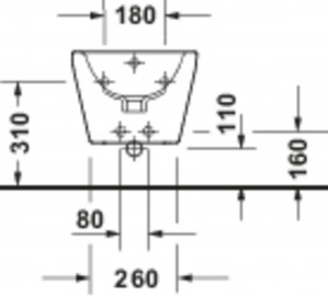 Биде подвесное Duravit D-Neo 370*540 мм 2294150000 схема