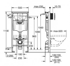 Комплект инсталляция для унитаза Grohe 38772001 + унитаз подвесной Duravit D-Neo 45770900A1 Rimless с крышкой 54x37 см фото