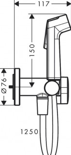 Гигиенический душ Hansgrohe Bidette 1jet S со шлангом и держателем 29232000 
хром схема