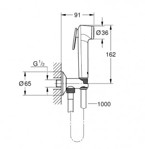 Гигиенический набор Grohe BauLoop New со смесителем и угловым вентилем UA2904200B схема