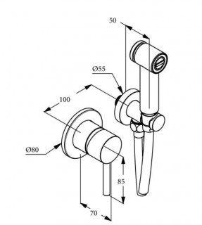 Гигиенический набор 4 в 1 Kludi Bozz белый матовый 389985376 схема