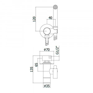 Гигиенический душ со смесителем Paffoni Tweet Round Mix хром (ZDUP110CR) схема
