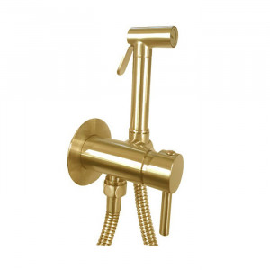 Гигиенический душ со смесителем Paffoni Tweet Round Mix, брашированное медовое золото (ZDUP110HGSP) фото