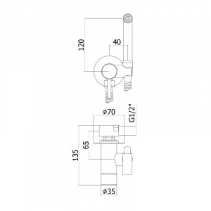 Гигиенический душ Paffoni Tweet Plus со смесителем и шлангом два вида струи, хром (ZDUP125CR) схема