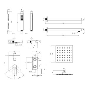 Душова система прихованого монтажу Kroner KRP Edelstahl Kubus - ESG082 CV029971 схема