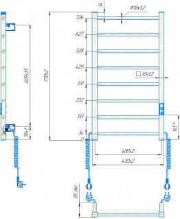 Електрична рушникосушарка Mario HF Leeds 770x430 чорний мат фото