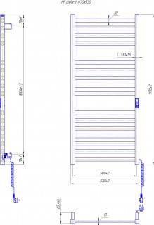 Електрична рушникосушарка Mario HF Oxford 1170х530 чорний мат схема