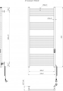 Електрична рушникосушарка Mario HF Greenwich 1170х530 білий мат схема