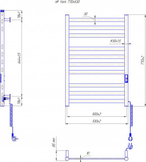 Електрична рушникосушарка Mario HF York 770х530 білий мат схема