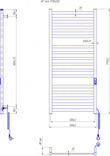 Електрична рушникосушарка Mario HF York 1170х530 білий мат схема