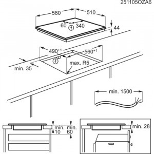 Индукционная варочная поверхность Electrolux KIS62453I SenseBoil схема