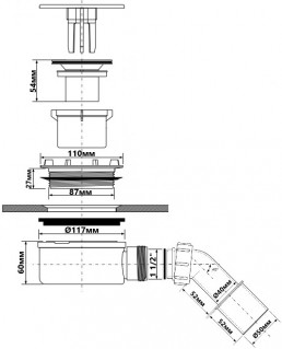 Сифон для поддона McAlpine HC2730LCPN-PB хром схема