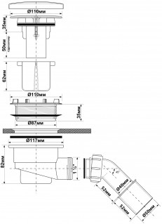 Сифон для поддона McAlpine HC27-CPN-PB хром 90 мм схема