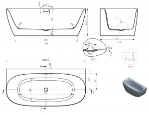 Ванна Ravak FreeStyle Wall 1700x800 RKUA600010 схема