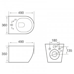 Унитаз подвесной Rivera RONDA Rimless + сидение soft-close R0049RQS схема