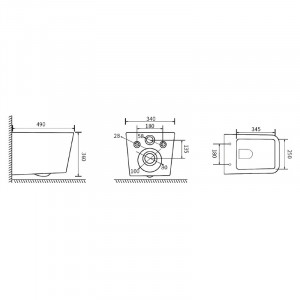Унитаз подвесной Rivera BORNEO Rimless + сидение soft-close B0049RQS схема