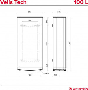 Водонагреватель электрический Ariston VELIS TECH 100 EU 100л 2*1.5кВт фото