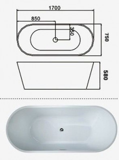 Ванна акриловая Atlantis C-3004 Black 170х75х58 фото