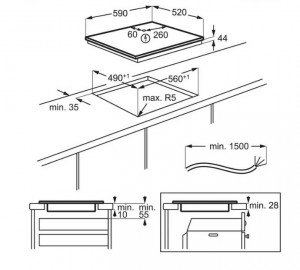 Індукційна варильна поверхня Electrolux EIV64453 Flex Bridge фото схема
