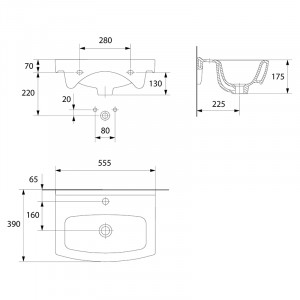 Умывальник Cersanit Cersania 55 B K11-0165 схема