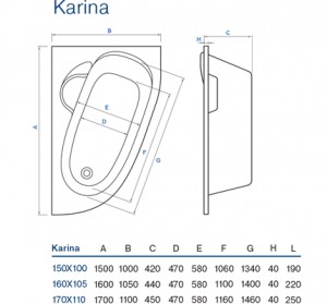 Ванна Koller Pool Karina 150x100 L/R схема