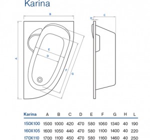 Ванна Koller Pool Karina 170x110 L/R схема