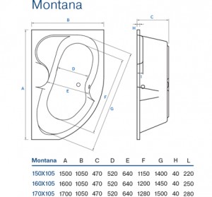 Ванна Koller Pool Montana 150x105 L/R схема