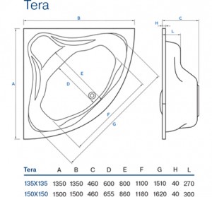 Ванна Koller Pool Tera 150x150 схема