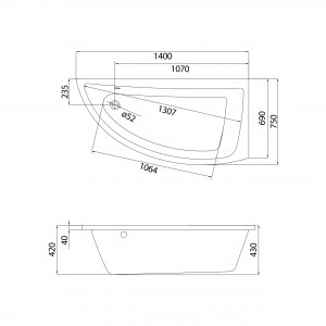 Ванна Cersanit Nano 140х75 L-R S301-062, S301-061