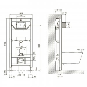 Инсталляция для унитаза комплект 3в1 IMPRESE i-FRAME клавиша хром i5900C 
i9120C фото