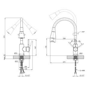 Смеситель для кухни Kroner KRM Kuche - C132BLK CV033126 фото