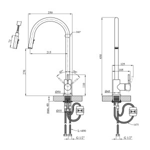 Смеситель для кухни Kroner KRP Ersel - C03900BLK CV033801 фото