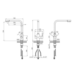 Смеситель для кухни с выдвижным изливом Kroner KRP Graz - GRP030-T CV031336 фото