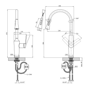 Смеситель для кухни Kroner KRP Makon - GRP030-T CV033865 фото