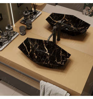 Умывальник VBI VENEZIA S MARBLE BLACK MATT накладной VBI-012403 фото