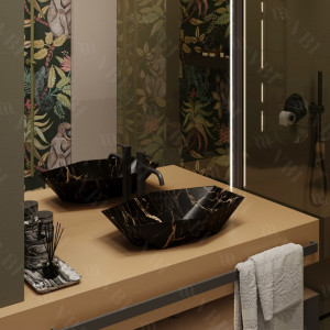 Умывальник VBI VENEZIA S MARBLE BLACK MATT накладной VBI-012403 фото