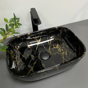 Умывальник VBI RAVENNA MARBLE BLACK GLOSSY накладной VBI-011207 фото