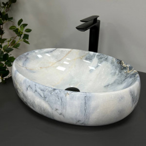 Умывальник VBI VENEZIA MARBLE BLACK GLOSSY накладной VBI-012405 фото