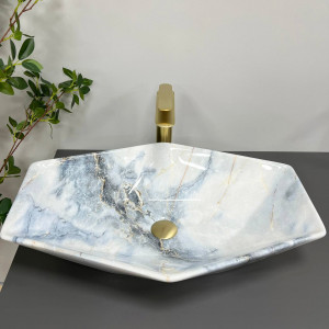 Умывальник VBI PARMA STATUARIO GREY VEINS GLOSSY накладной VBI-011010 фото